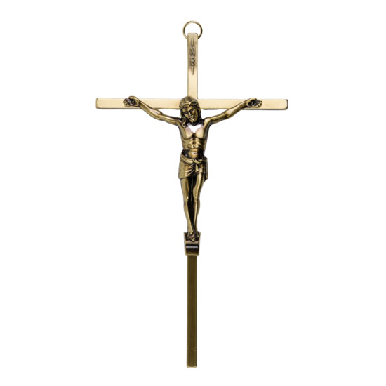 Crucifix avec Christ en métal bronzé H. 19 cm