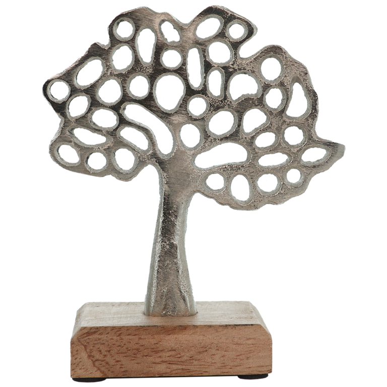 Arbre de vie en métal sur socle en bois de manguier hauteur 12 cm 