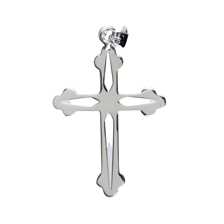 Croix de cou orthodoxe ajourée en argent 925 °/°° H. 2,8 cm (0,72 g). Livrée en boîte.