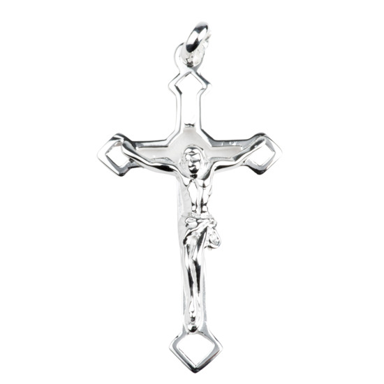(12845) Croix de cou orthodoxe ajourée en argent 925 °/°° avec Christ H. 3,2 cm (2,07 g). Livrée en boîte