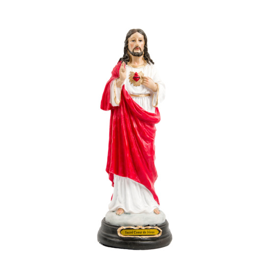 Statue en résine peinte à la main du Sacré Coeur Jésus. Plusieurs tailles.
