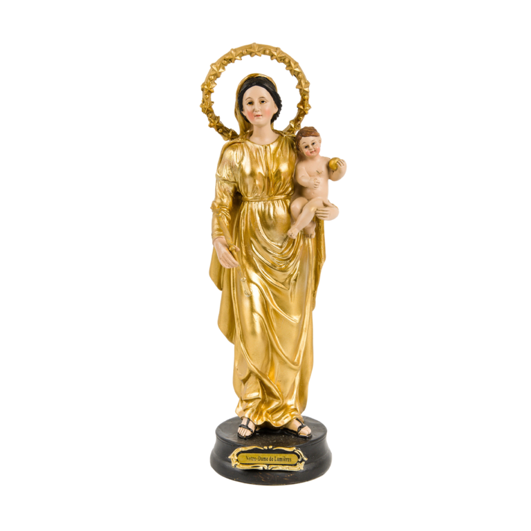 Statue en résine peinte à la main de Notre Dame de Lumière. Plusieurs tailles.