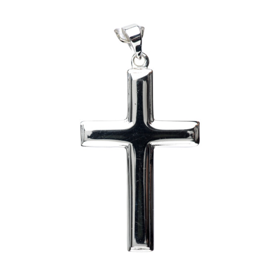 Croix de cou bâton large en argent 925 °/°° H. 3,5 cm (4,95 g). Livrée en boîte