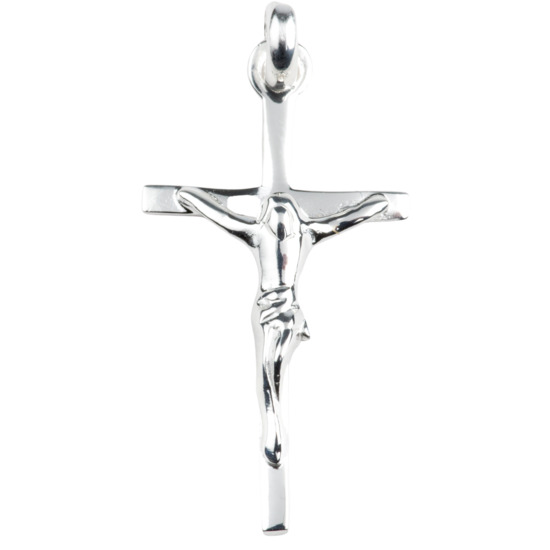 Croix de cou bâton en argent 925 °/°°  avec Christ H. 2,4 cm (1,07 g). Livrée en boîte