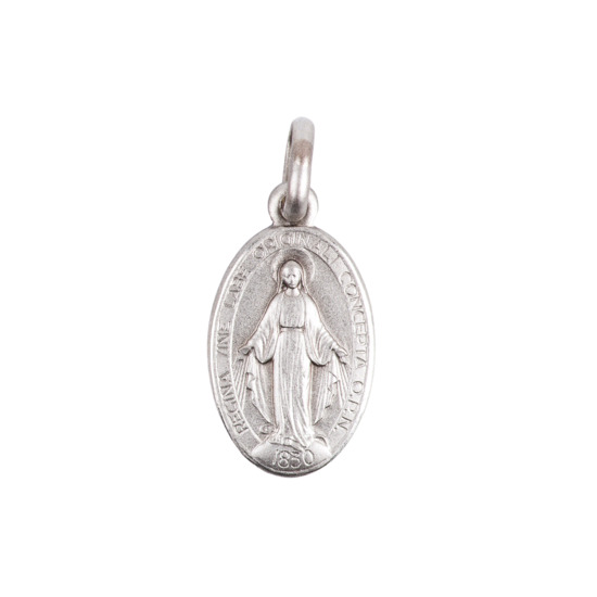 Médaille en argent 925 °/°°  de la Vierge Miraculeuse  - Texte en Latin H. 1,5 cm (1.76 g). Livrée en boîte