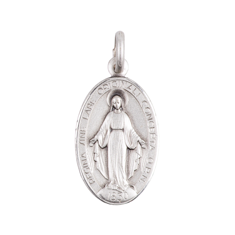 Médaille en argent 925 °/°°  de la Vierge Miraculeuse  - Texte en Latin H. 2 cm (2.93 g). Livrée en boîte