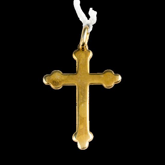 Croix de cou orthodoxe en plaqué or H. 3 cm. Livrée en boîte
