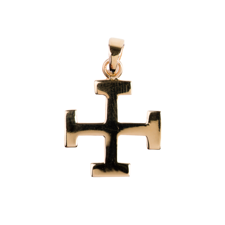 Croix de cou scout en plaqué or H. 1,5 cm. Livrée en boîte