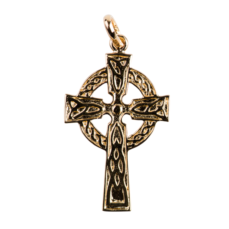 Croix de cou celte en plaqué or H. 2,6 cm. Livrée en boîte