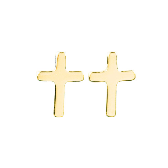 Boucle d'oreille forme croix en plaqué or H. 0,9 cm.