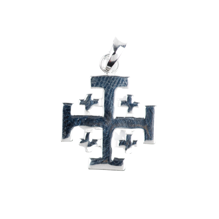 Croix de cou de Jérusalem en argent 925 °/°° H. 1,5 cm (1,28 g). Livrée en boîte