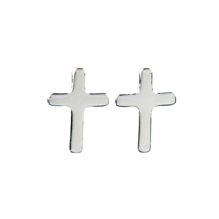 Boucle d'oreille en argent 9025 °/°° forme croix H. 0,9 cm (0,33 g).