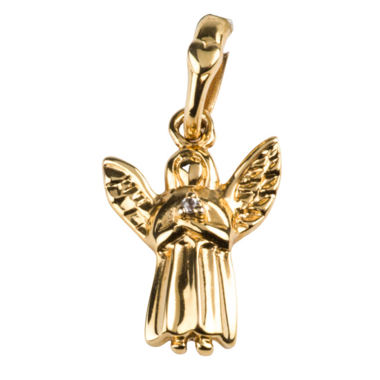 Pendentif statuette en plaqué or de l'ange en prière H. 1,2 cm. Livré en boîte