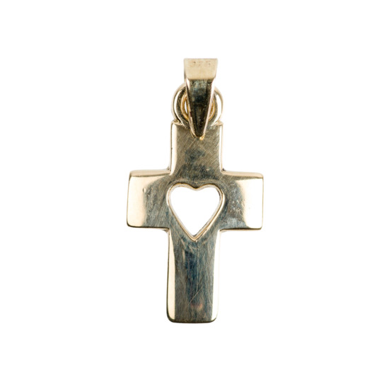Croix 1.7 cm avec cœur ajouré - OR 375 °/°° (1,18 g)
