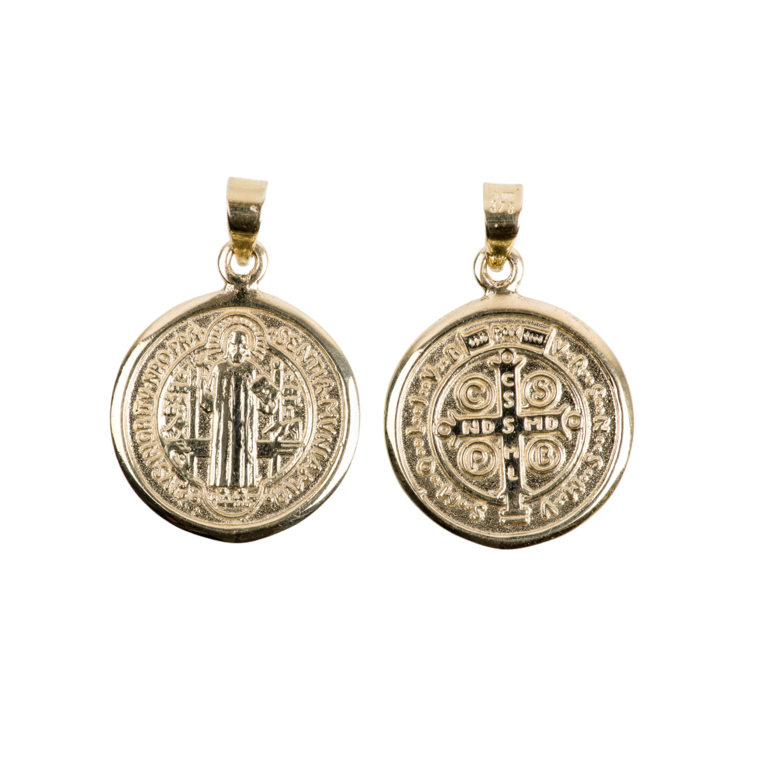 Médaille de saint Benoît Ø 1,5 cm - OR 375 °/°° (1,64 g)