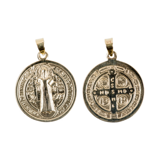 Médaille de saint Benoît Ø 1.9 cm - OR 375 °/°° (2,22 g)