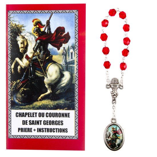 Couronne de dévotion de saint Georges avec notice explicative, livré en sachet individuel.
