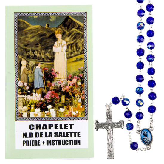 Chapelet de dévotion de Notre-Dame de la Salette avec notice explicative, livré en sachet individuel.