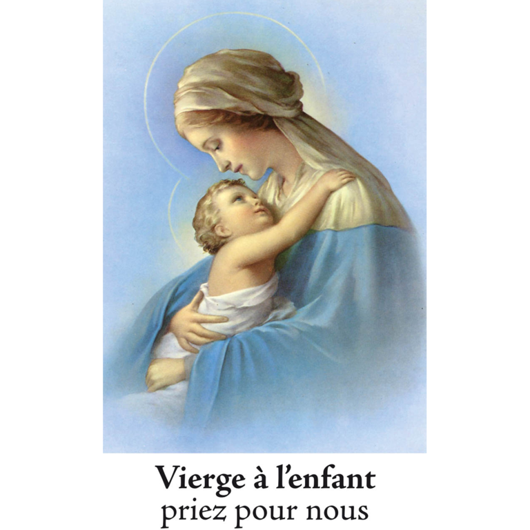 Autocollant transparent classique sans prière H. 10,5 x 6,5 cm pour bougie de neuvaine de la Vierge à l'enfant.