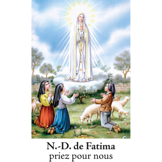 Autocollant Transparent avec prière 10.5x 6.5 cm pour bougie de neuvaine de ND de Fatima