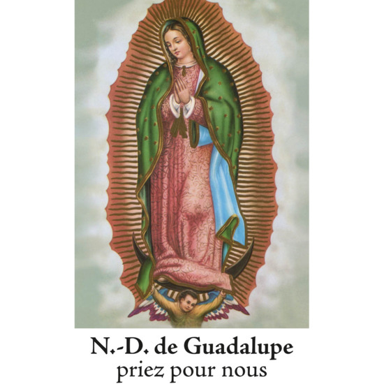 Autocollant Transparent avec prière 10.5x 6.5 cm pour bougie de neuvaine de ND de Guadalupe.
