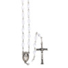 Chapelet grains saturne , Ø 7 mm, chaîne couleur argentée, longueur au cœur 40 cm, croix avec Christ.