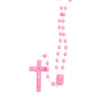 Chapelet sur corde grains en plastique Ø 5 mm, longueur au cœur 27 cm, croix avec Christ.