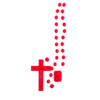 Chapelet sur corde grains en plastique Ø 5 mm, longueur au cœur 27 cm, croix avec Christ.