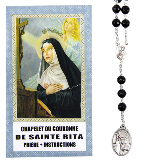 Couronne de dévotion de sainte Rita avec notice explicative, livré en sachet individuel.