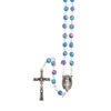 Chapelet grains gomme, Ø 7 mm, chaîne couleur argentée, longueur au cœur 31 cm, croix avec Christ.