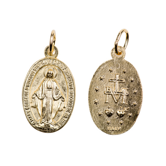 Médaille métal couleur doréee de la Vierge Miraculeuse, plusieurs tailles.