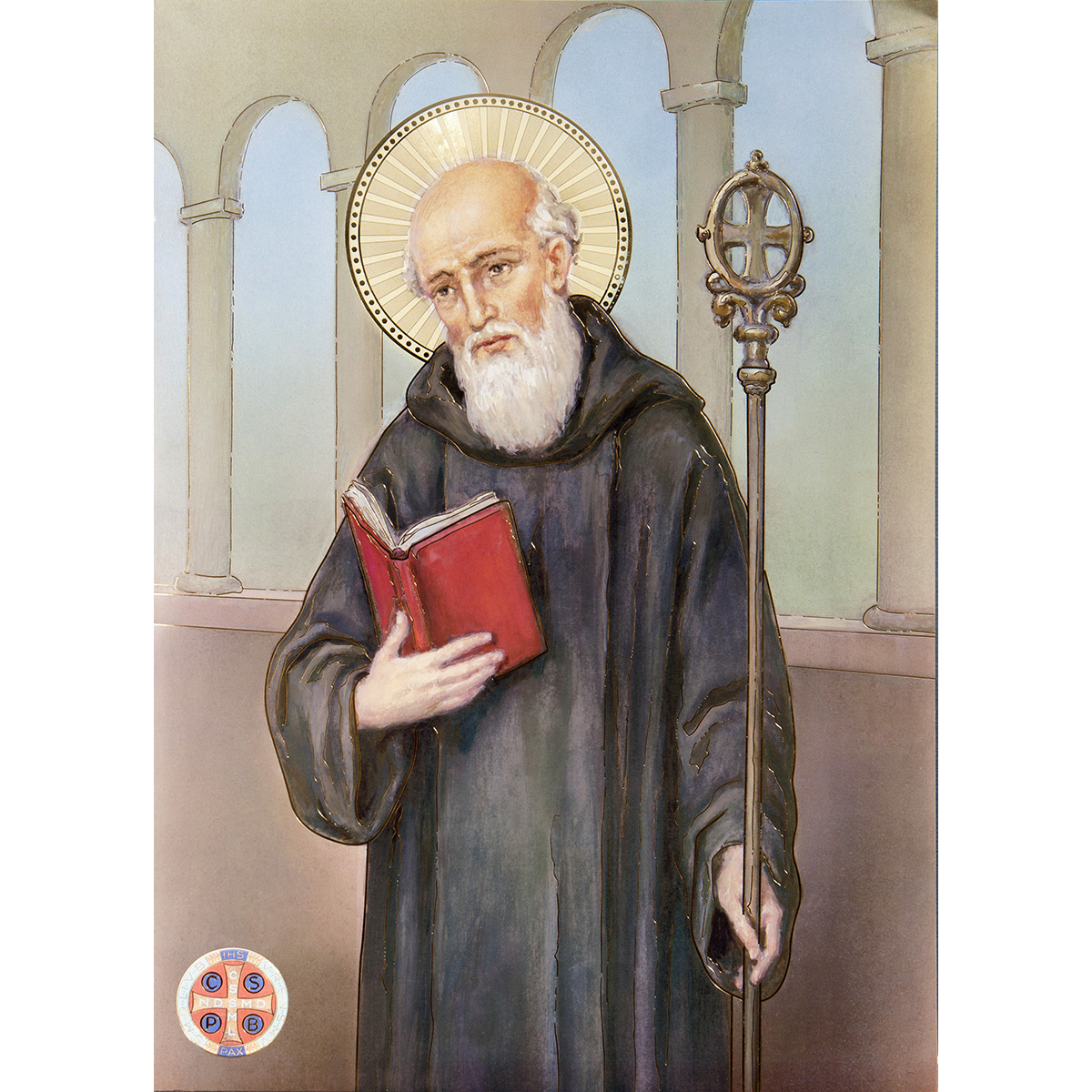 Poster cartonné finition couleur or H. 70 x 50 cm, plusieurs saints.