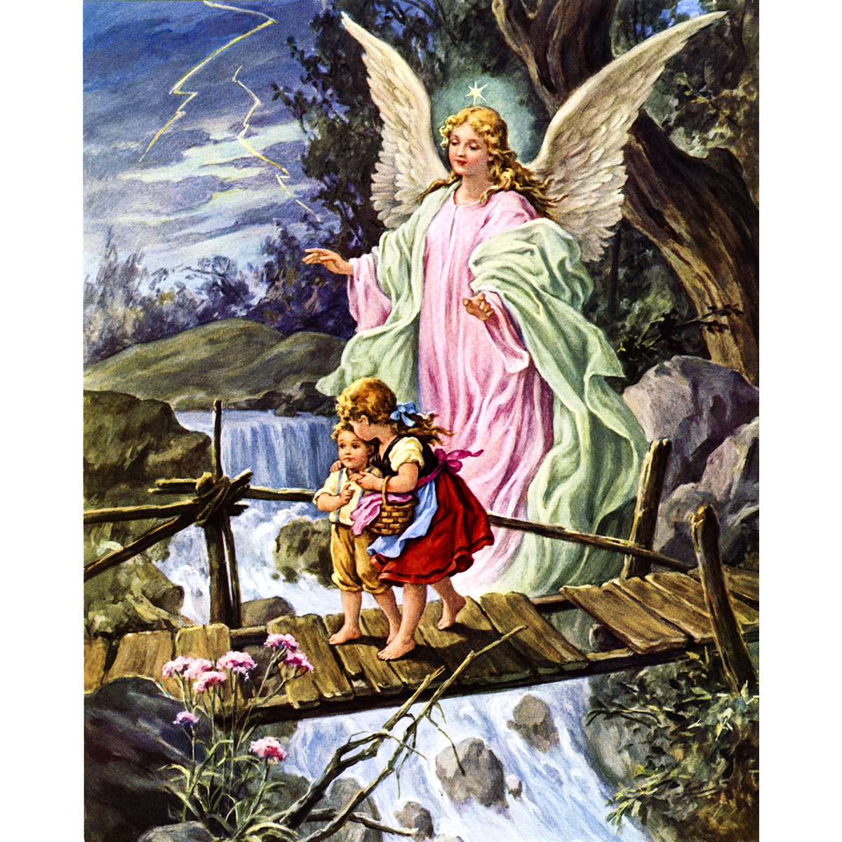 Poster cartonné finition couleur or H. 70 x 50 cm, plusieurs saints.