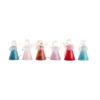 Ange en verre robe pailletée de couleur H. 4,5 cm, série de 6 anges assortis.