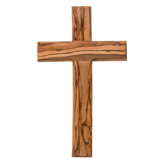 Croix en bois d'olivier de Terre Sainte - H. 22 cm.