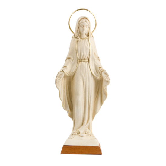 Statue en résine sablée blanche de la Vierge Miraculeuse, 2 tailles.
