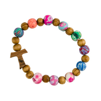 Bracelet avec grains en bois colorés pour enfants
