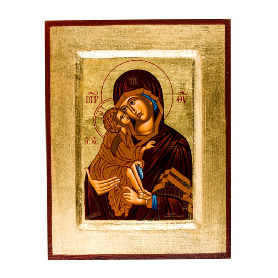 Icone en bois sérigraphiée H.17x14 cm, de la Vierge Vladimir.