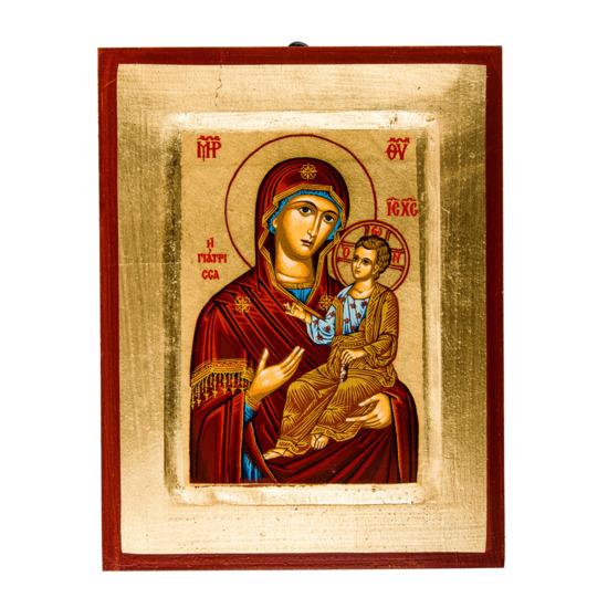 Icone en bois sérigraphiée H.17x14 cm, de Marie porte du ciel.