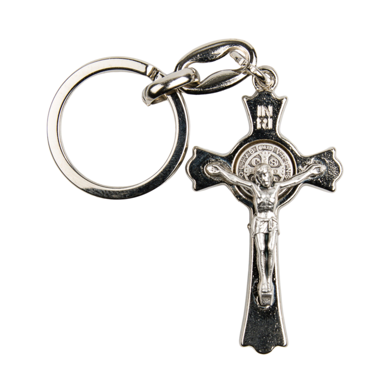 Porte-clés croix de saint Benoît H. 5 cm double face.