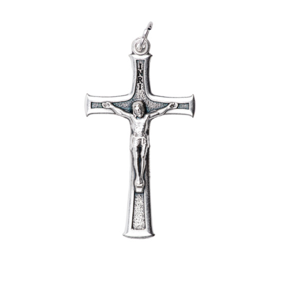 Croix de cou avec Christ métal couleur argentée H. 4 cm