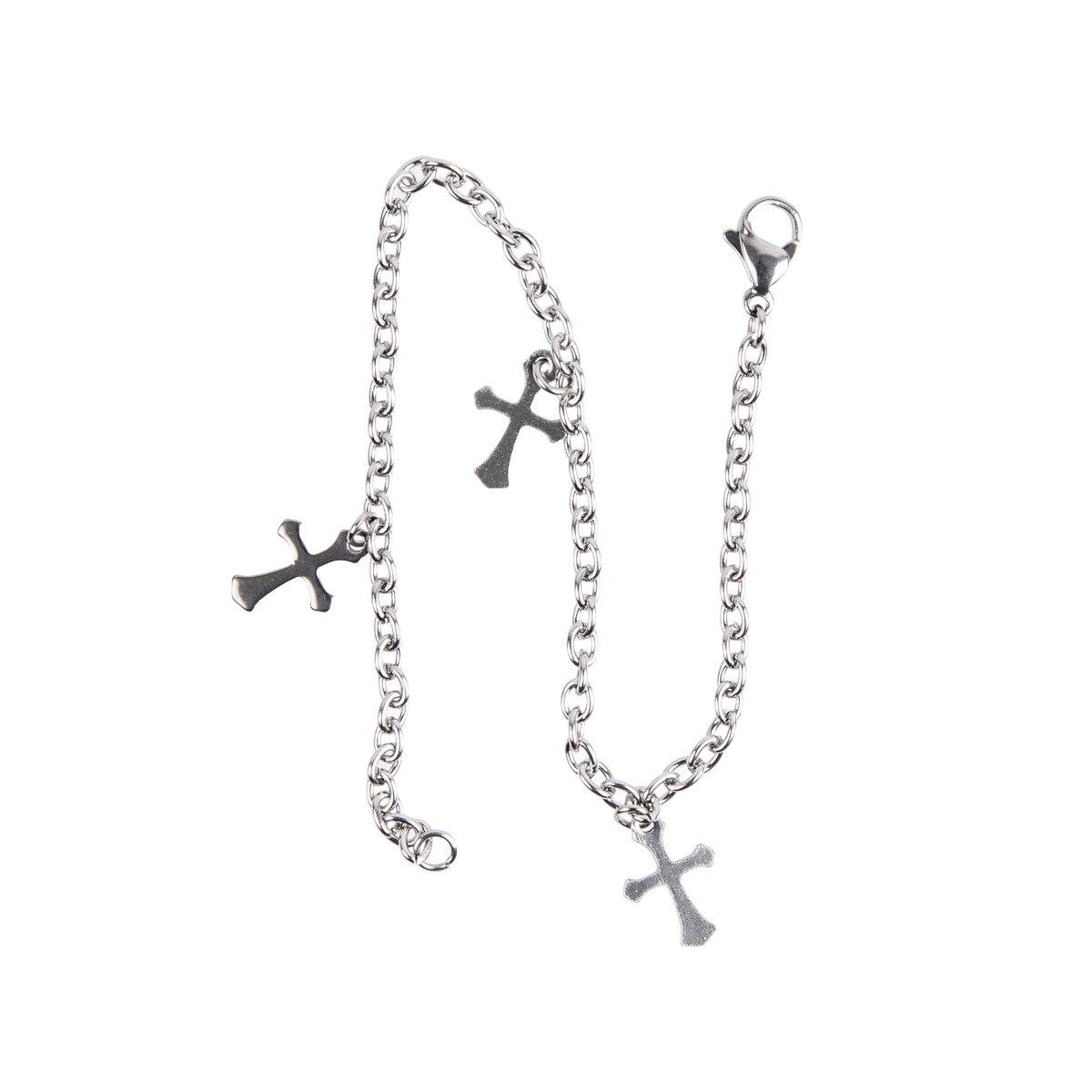 Bracelet sur chaine en acier inoxydable chaîne forçat avec croix 1 cm.