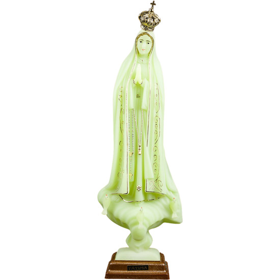 Statue fluorescente moulée de Notre Dame de Fatima, Plusieurs tailles.