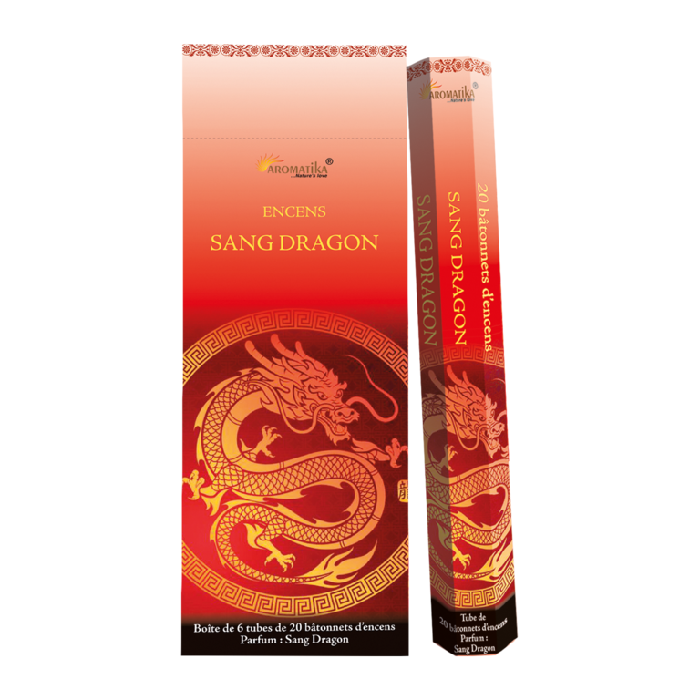 Boite de 6 tubes de 20 bâtonnets d'encens sang dragon