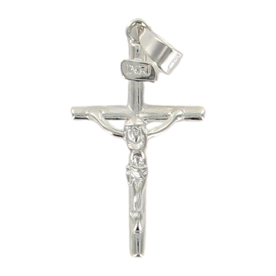Croix de cou bâton en argent 925 °/°° avec Christ H. 2,3 cm (1,01 g). Livrée en boîte