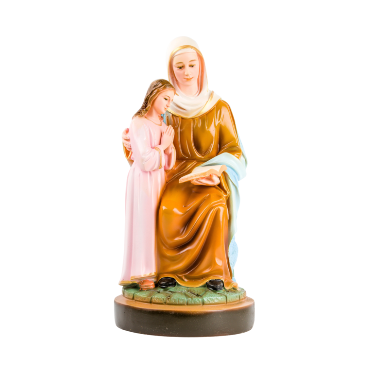 Statue en fibre de verre intérieur/extérieur en couleur de sainte Anne, Hauteur 40 cm.