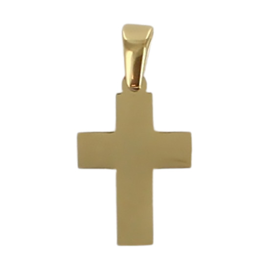 Croix de cou couleur dorée en acier inoxydable H. 1,8 cm.