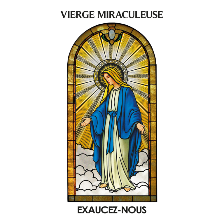 Autocollant Transparent "vitrail" sans prière H. 6 x 3,6 cm pour bougie 3 jours de la Vierge Miraculeuse.