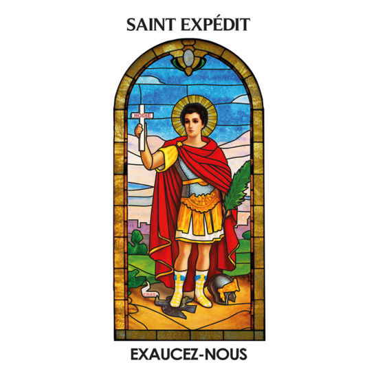 Autocollant Transparent "vitrail" sans prière H. 6 x 3,6 cm pour bougie 3 jours de saint Expédit.