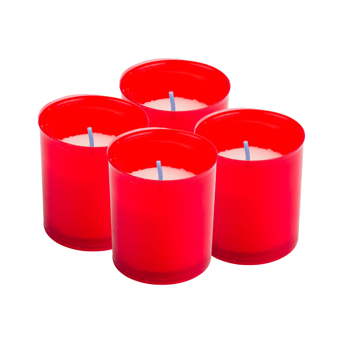 Sachet de 4 bougies rouges 20 heures, Ø 5,1 cm H.6 cm.